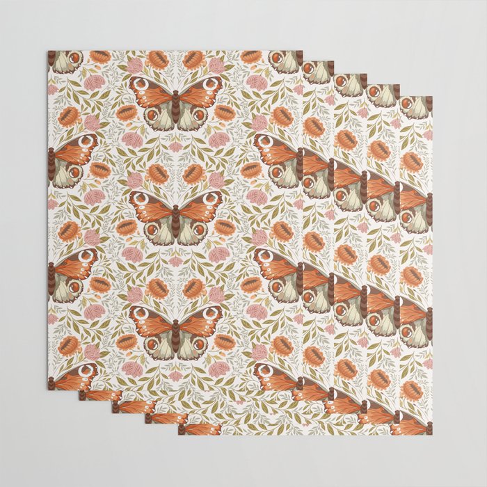William Morris Inspired Monarch Butterfly Pattern Wrapping Paper Gallery Image 3