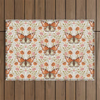 William Morris Inspired Monarch Butterfly Pattern Outdoor Rug Gallery Image 1