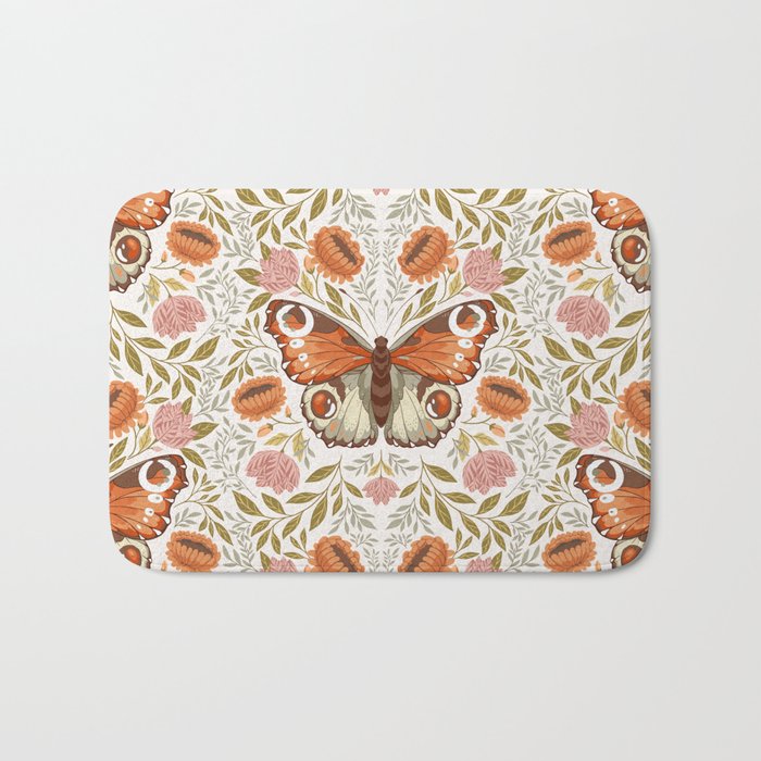 William Morris Inspired Monarch Butterfly Pattern Bath Mat Gallery Image 1