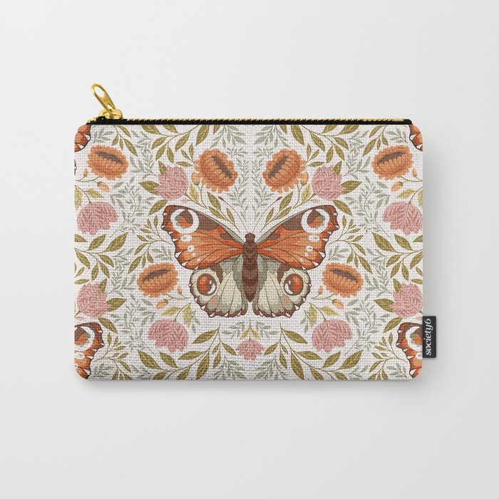 William Morris Inspired Monarch Butterfly Pattern Carry All Pouch Gallery Image 1