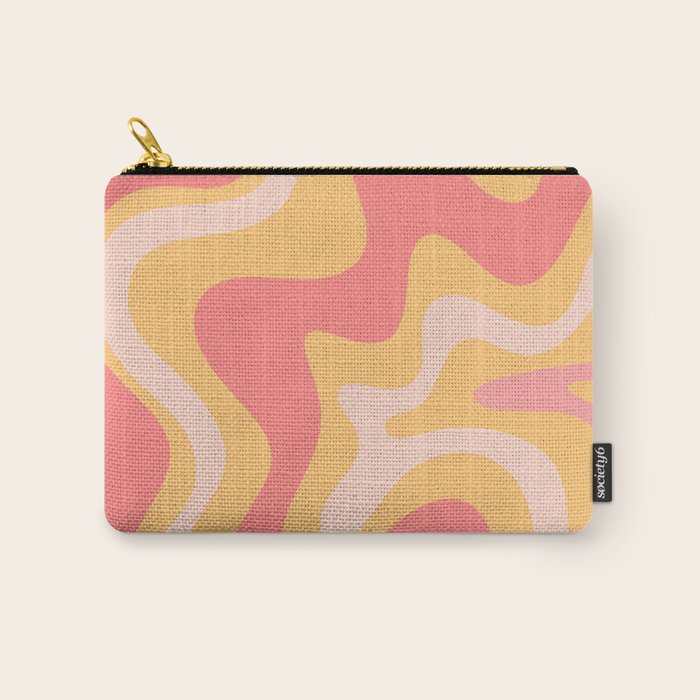 Liquid Swirl Retro Modern Abstract Pattern Blush Pink Mustard Carry All Pouch Gallery Image 1