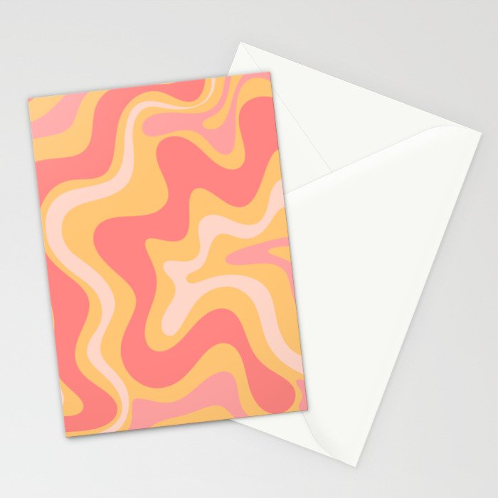 Liquid Swirl Retro Modern Abstract Pattern Blush Pink Mustard Stationery Card Gallery Image 2