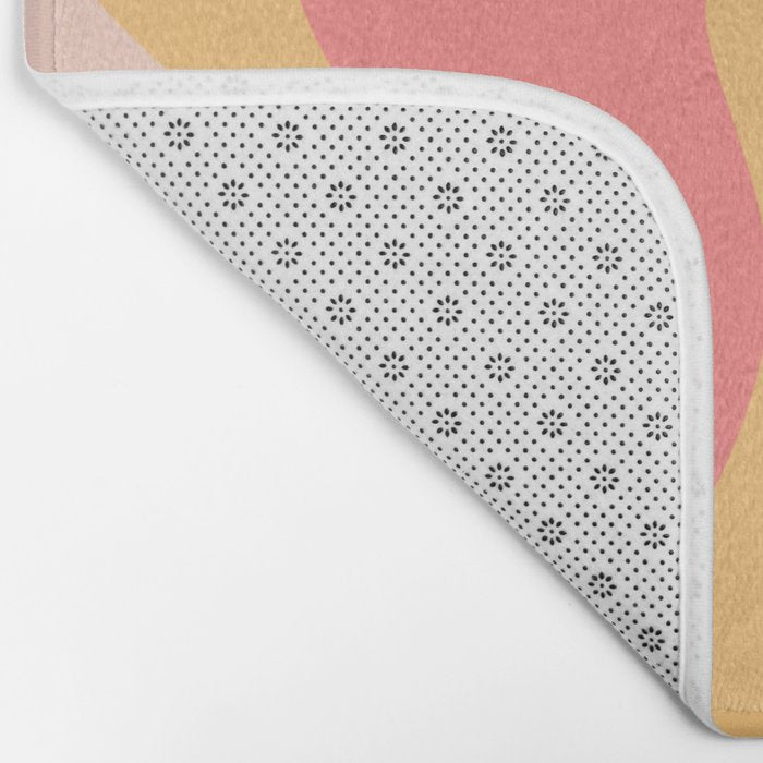 Liquid Swirl Retro Modern Abstract Pattern Blush Pink Mustard Bath Mat Gallery Image 2