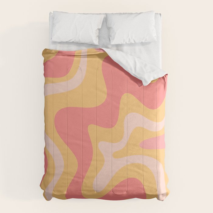 Liquid Swirl Retro Modern Abstract Pattern Blush Pink Mustard Comforter Gallery Image 6