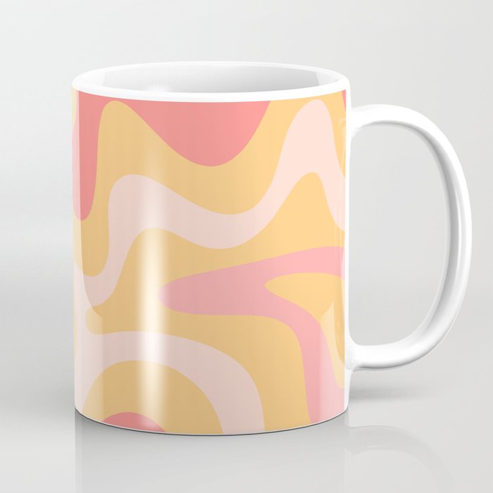 Liquid Swirl Retro Modern Abstract Pattern Blush Pink Mustard Coffee Mug Gallery Image 1