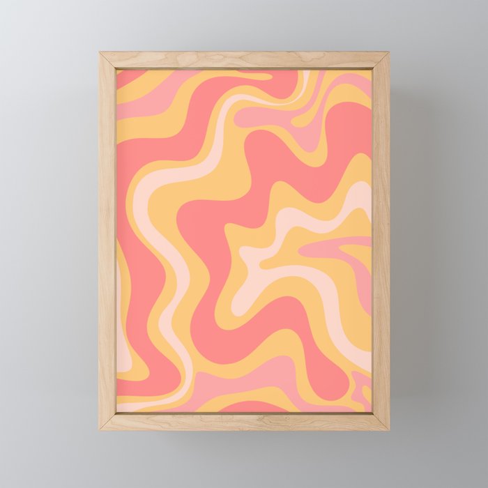 Liquid Swirl Retro Modern Abstract Pattern Blush Pink Mustard Mini Art Print Gallery Image 1