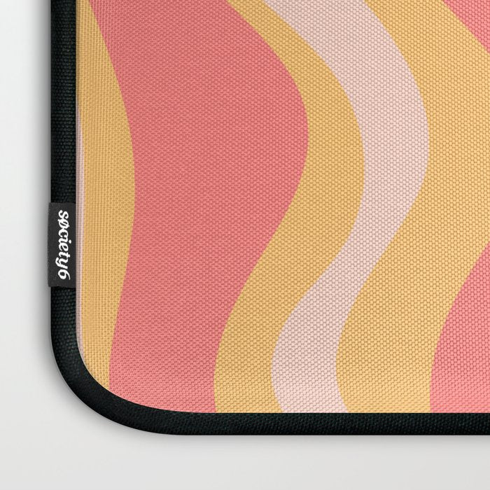 Liquid Swirl Retro Modern Abstract Pattern Blush Pink Mustard Laptop Sleeve Gallery Image 3
