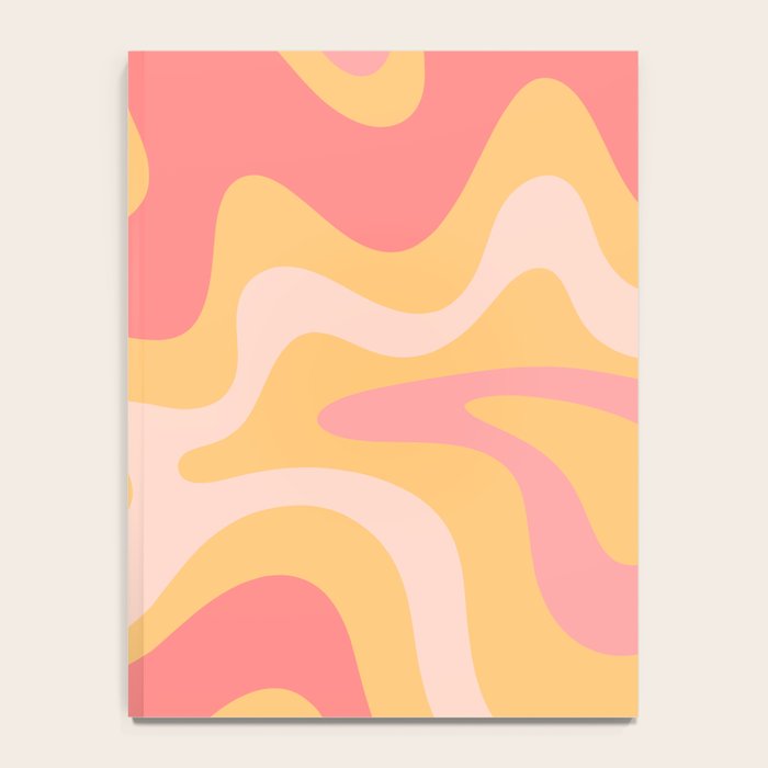 Liquid Swirl Retro Modern Abstract Pattern Blush Pink Mustard Notebook Gallery Image 4