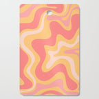 Liquid Swirl Retro Modern Abstract Pattern Blush Pink Mustard Cutting Board Gallery Image 1