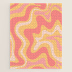 Liquid Swirl Retro Modern Abstract Pattern Blush Pink Mustard Jigsaw Puzzle Gallery Image 1