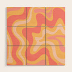 Liquid Swirl Retro Modern Abstract Pattern Blush Pink Mustard Wood Wall Art Gallery Image 1