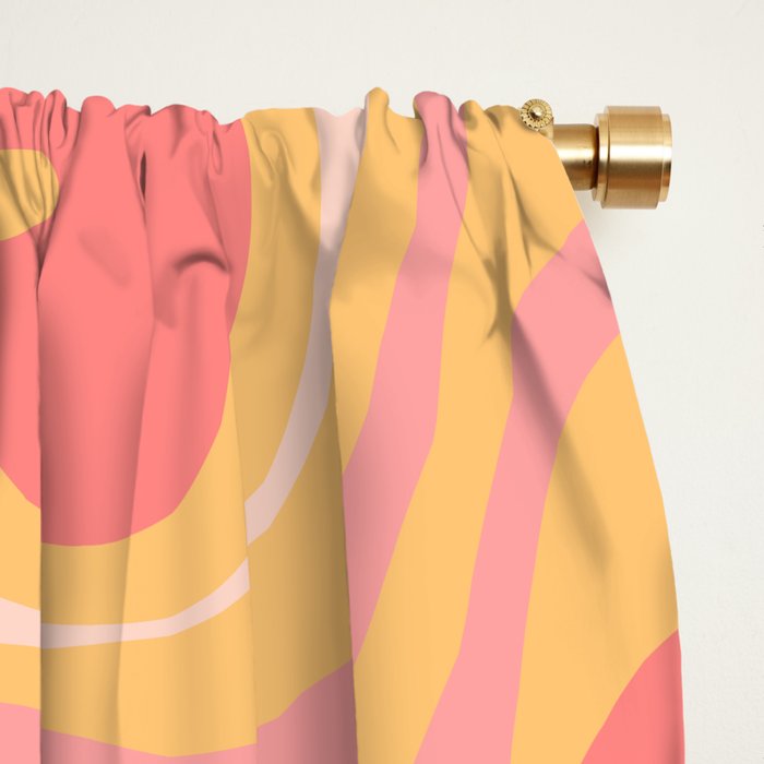 Liquid Swirl Retro Modern Abstract Pattern Blush Pink Mustard Window Curtain Gallery Image 2
