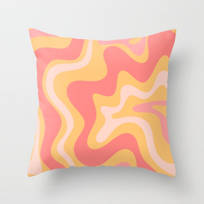 Liquid Swirl Retro Modern Abstract Pattern Blush Pink Mustard Throw Pillow Gallery Image 6