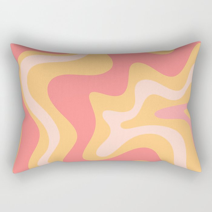 Liquid Swirl Retro Modern Abstract Pattern Blush Pink Mustard Rectangular Pillow Gallery Image 1