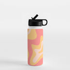 Liquid Swirl Retro Modern Abstract Pattern Blush Pink Mustard Water Bottle Gallery Image 1