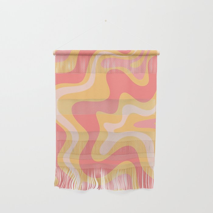 Liquid Swirl Retro Modern Abstract Pattern Blush Pink Mustard Wall Hanging Gallery Image 1