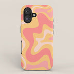 Liquid Swirl Retro Modern Abstract Pattern Blush Pink Mustard iPhone Case Gallery Image 1