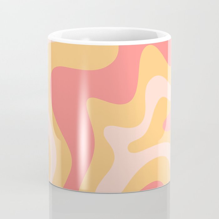 Liquid Swirl Retro Modern Abstract Pattern Blush Pink Mustard Coffee Mug Gallery Image 4