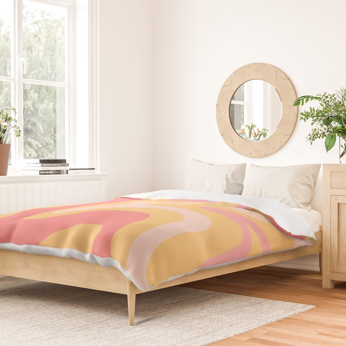 Liquid Swirl Retro Modern Abstract Pattern Blush Pink Mustard Duvet Cover Gallery Image 2