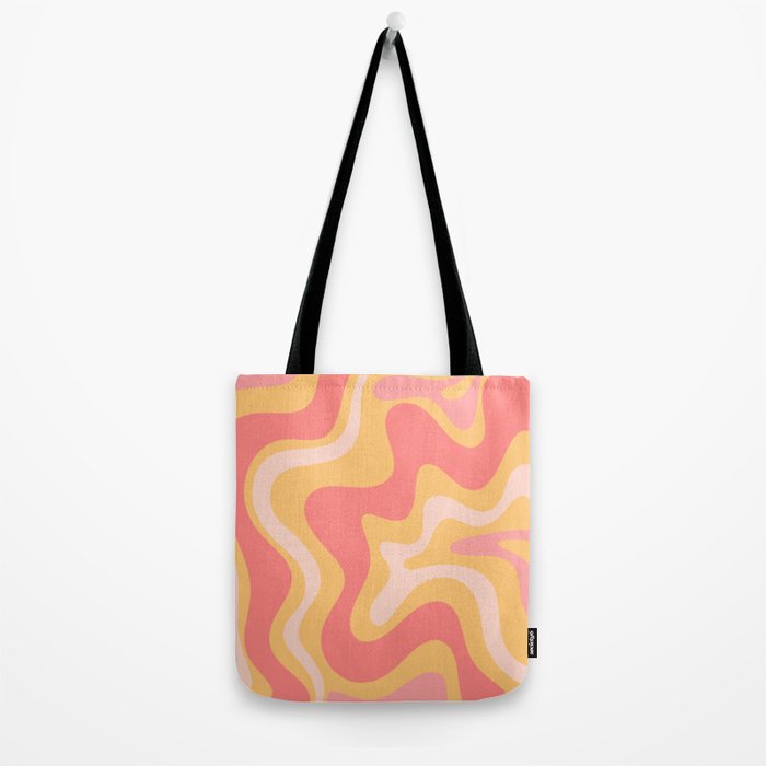 Liquid Swirl Retro Modern Abstract Pattern Blush Pink Mustard Tote Bag Gallery Image 2