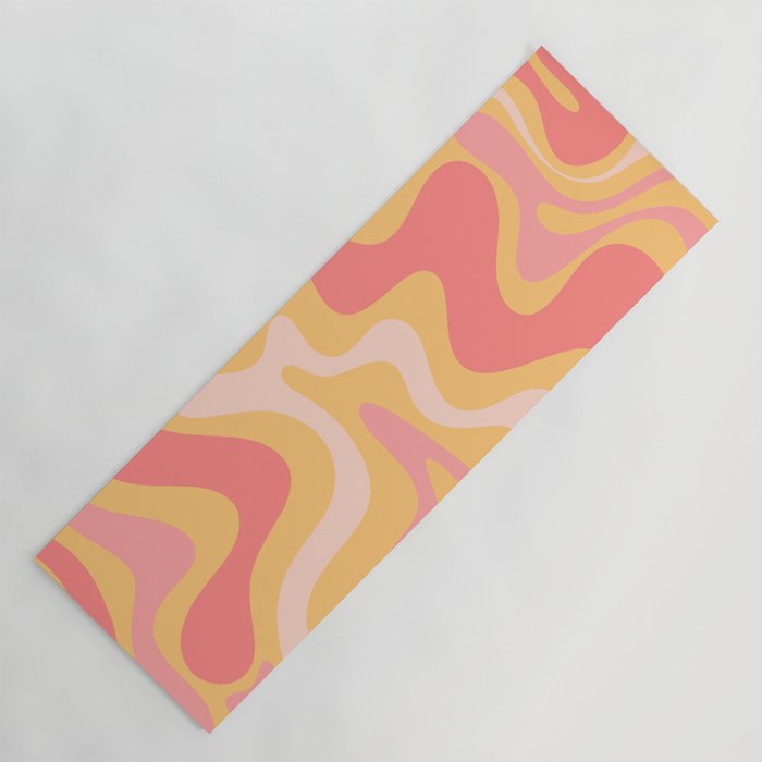 Liquid Swirl Retro Modern Abstract Pattern Blush Pink Mustard Yoga Mat Gallery Image 1