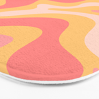 Liquid Swirl Retro Modern Abstract Pattern Blush Pink Mustard Bath Mat Gallery Image 3