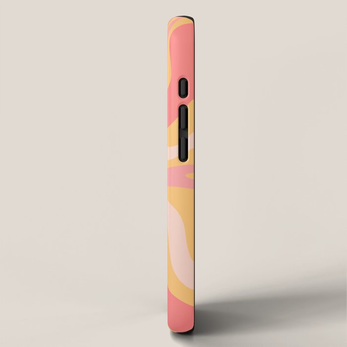 Liquid Swirl Retro Modern Abstract Pattern Blush Pink Mustard iPhone Case Gallery Image 2