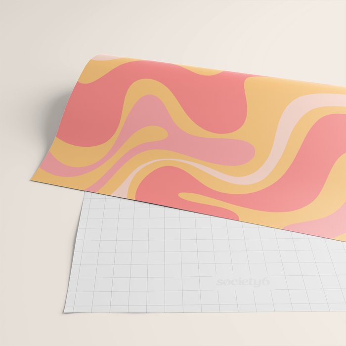 Liquid Swirl Retro Modern Abstract Pattern Blush Pink Mustard Wrapping Paper Gallery Image 2