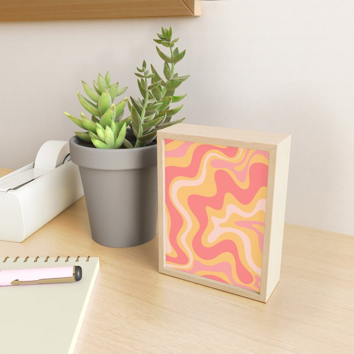 Liquid Swirl Retro Modern Abstract Pattern Blush Pink Mustard Mini Art Print Gallery Image 2