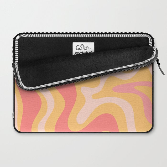 Liquid Swirl Retro Modern Abstract Pattern Blush Pink Mustard Laptop Sleeve Gallery Image 2