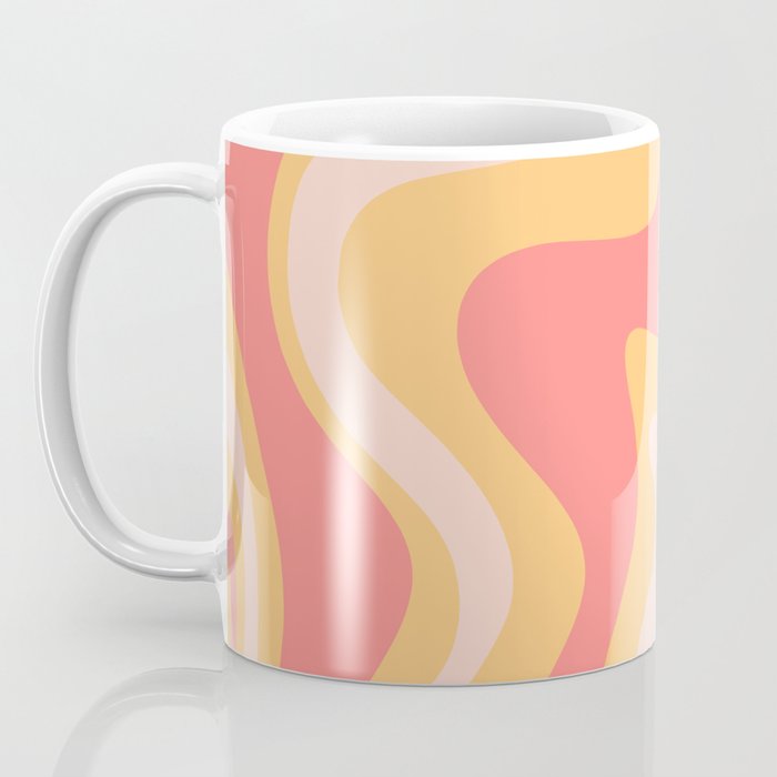 Liquid Swirl Retro Modern Abstract Pattern Blush Pink Mustard Coffee Mug Gallery Image 3