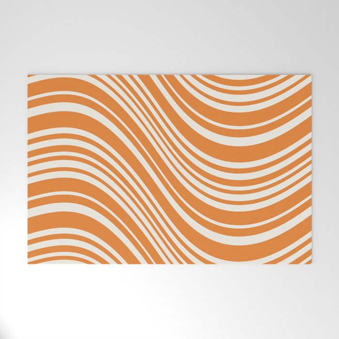 Wavy Stripes XLVI - Retro Orange Welcome Mat Gallery Image 1