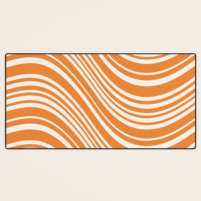 Wavy Stripes XLVI - Retro Orange Desk Mat Gallery Image 3