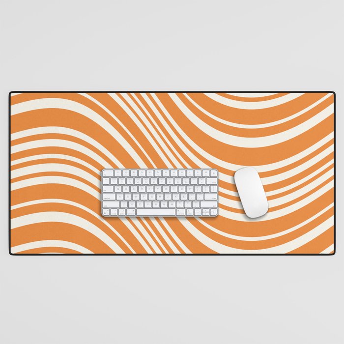 Wavy Stripes XLVI - Retro Orange Desk Mat Gallery Image 1