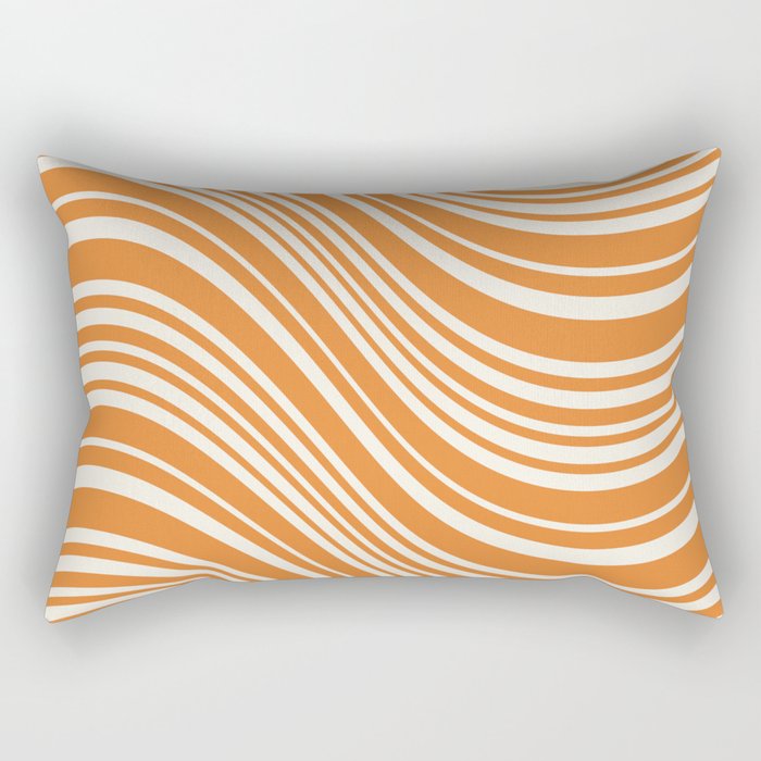Wavy Stripes XLVI - Retro Orange Rectangular Pillow Gallery Image 2