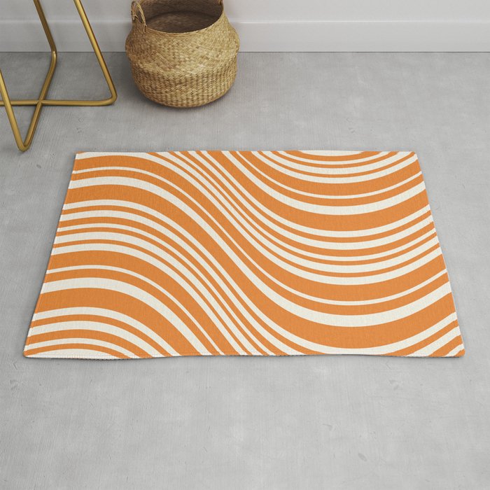 Wavy Stripes XLVI - Retro Orange Rug Gallery Image 1