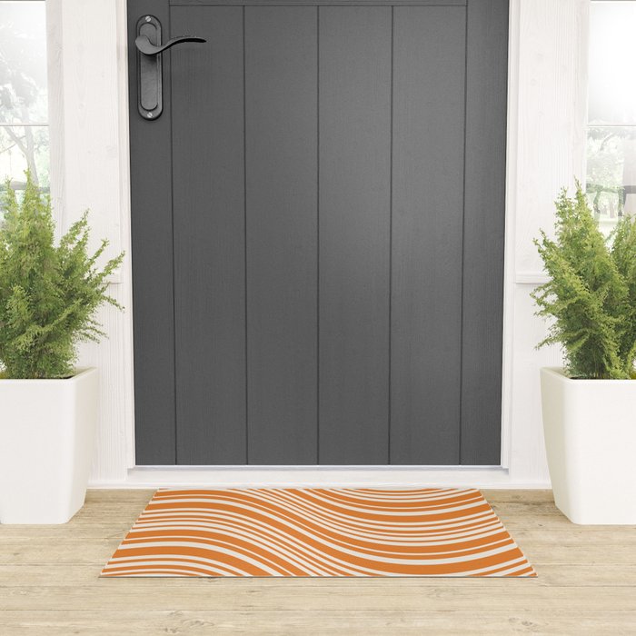 Wavy Stripes XLVI - Retro Orange Welcome Mat Gallery Image 3