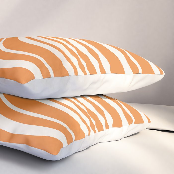 Wavy Stripes XLVI - Retro Orange Pillow Sham Gallery Image 3