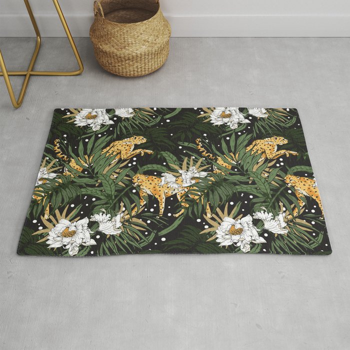 Cheetah in the glamorous nocturnal jungle Rug Gallery Image 1