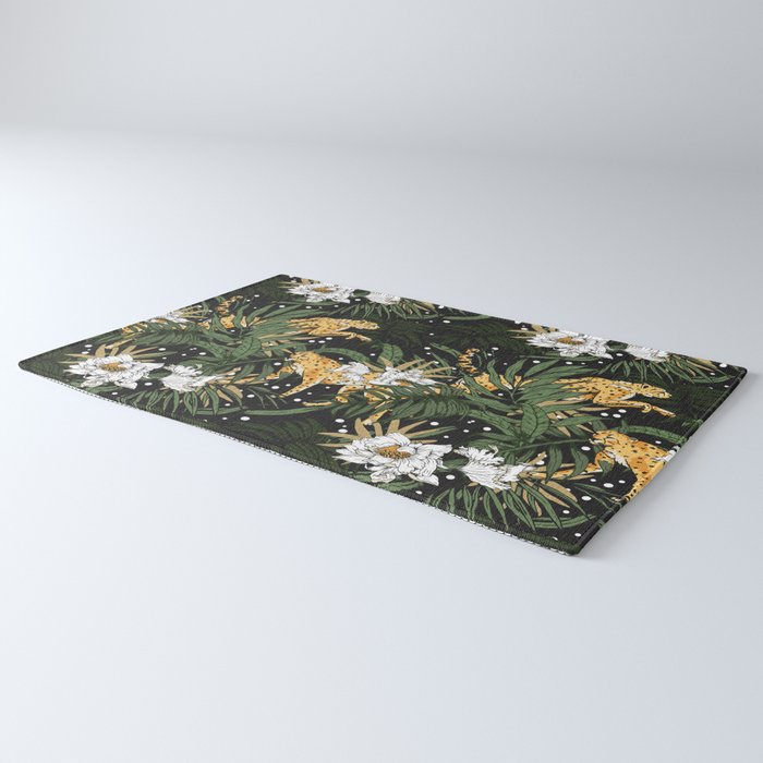 Cheetah in the glamorous nocturnal jungle Rug Gallery Image 3