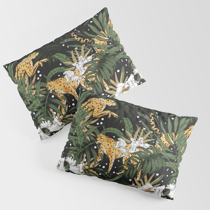 Cheetah in the glamorous nocturnal jungle Pillow Sham Gallery Image 1