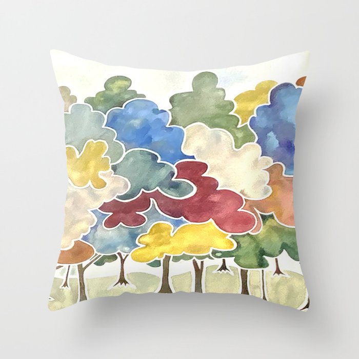 Trees, Long Row Throw Pillow Gallery Image 1