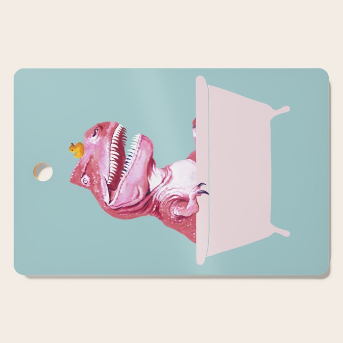 Pink T-Rex in Bathtub Cutting Board Gallery Image 1