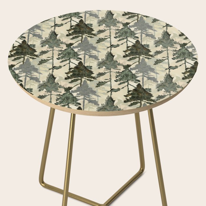 Enchanted Watercolor Pine Forest Side Table Gallery Image 2