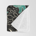 Cowboys and Cacti - black and dark turquoise  Throw Blanket Gallery Image 3