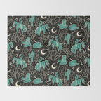 Cowboys and Cacti - black and dark turquoise  Throw Blanket Gallery Image 2