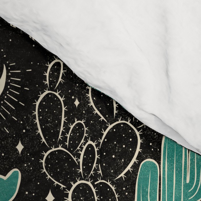 Cowboys and Cacti - black and dark turquoise  Comforter Gallery Image 4