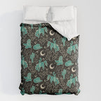 Cowboys and Cacti - black and dark turquoise  Comforter Gallery Image 6