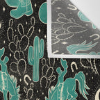 Cowboys and Cacti - black and dark turquoise  Wall Tapestry Gallery Image 3