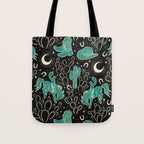 Cowboys and Cacti - black and dark turquoise  Tote Bag Gallery Image 1